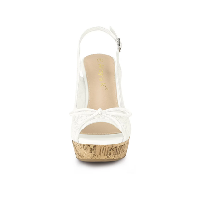 Strappy Lace-Up Wedge Platform Sandals